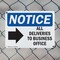 Signmission All Deliveries To Business Office, 14 in W x Rectangle, Plastic OS-2PACK-NS-P-1014-L-10095 - alternate 2